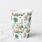 Gobelets En Papier Aquarelle Woodland Baby Motif animal (Verso)