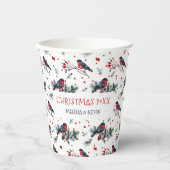 Gobelets En Papier Aquarelles Bull finch & Christmas Berries Motif (Recto)