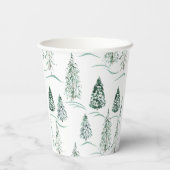 Gobelets En Papier Aquarelles de Noël. Forêt d'hiver.  (Verso)