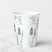 Gobelets En Papier Aquarelles de Noël. Forêt d'hiver.  (Droite)