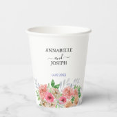 Gobelets En Papier aquarelles Florales Mariage Botanique Moderne (Verso)