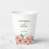 Gobelets En Papier aquarelles Florales Mariage Botanique Moderne (Recto)