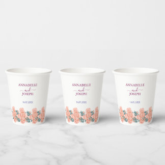 Gobelets En Papier aquarelles Florales Mariage Botanique Moderne