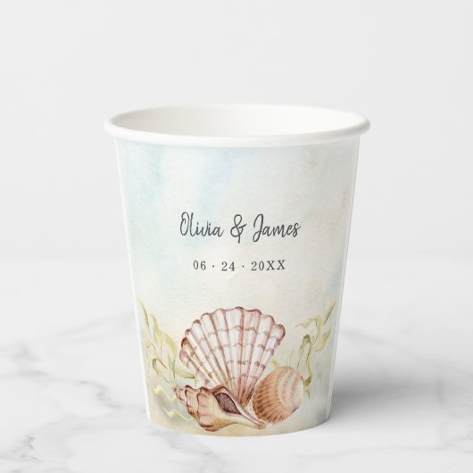 Gobelets En Papier Aquarium Coquillages Tropical Beach Mariage (Verso)