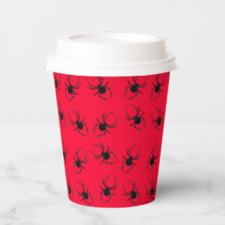 Gobelets En Papier Araignées noires en rouge