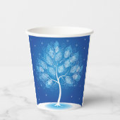 Gobelets En Papier Arbre Blanc Dans La Neige (Recto)