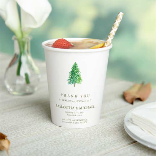 Gobelets En Papier Arbre de forêt Fleur Minimal Boisson Mariage (Insitu)