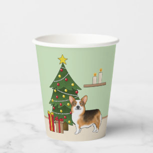 Gobelets En Papier Arbre de Noël au Tri Pembroke Welsh Corgi roux