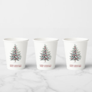 Gobelets En Papier Arbre de Noël aux coeurs
