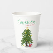 Gobelets En Papier Arbre de Noël avec cadeau rouge (Verso)