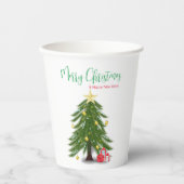 Gobelets En Papier Arbre de Noël avec cadeau rouge (Recto)