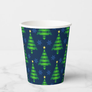 Gobelets En Papier Arbre de Noël avec Flocon de neige bleu et Arrière