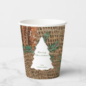 Gobelets En Papier Arbre de Noël de la forêt de pins rustiques (Recto)