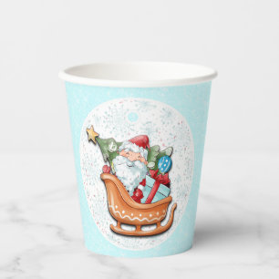 Gobelets En Papier Arbre de Noël du Père Noël Flèches bleues