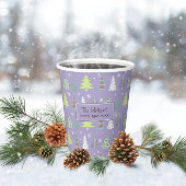 Gobelets En Papier Arbre de Noël Motif Violet et Lime vert ID175