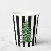 Gobelets En Papier Arbre de Noël noir et blanc (Verso)