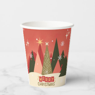 Gobelets En Papier Arbre de Noël rétro/Vintage