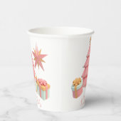 Gobelets En Papier Arbre De Noël Rose Et Or Et Étoiles (Droite)