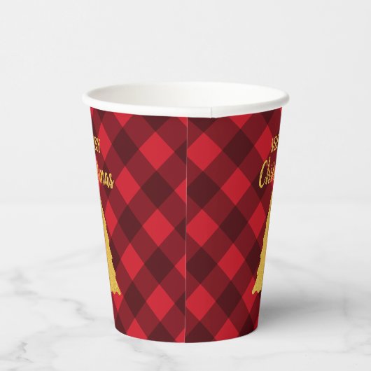 Gobelets En Papier Arbre de Noël Rouge et Noir Buffalo Plaid (Droite)