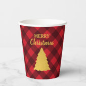 Gobelets En Papier Arbre de Noël Rouge et Noir Buffalo Plaid (Recto)
