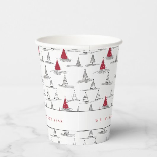 Gobelets En Papier Arbre de Noël rouge Motif#5 ID1009 (Droite)