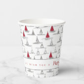 Gobelets En Papier Arbre de Noël rouge Motif#5 ID1009 (Recto)