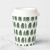 Gobelets En Papier Arbre de Noël vert et blanc moderne (Droite)