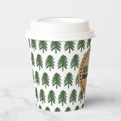 Gobelets En Papier Arbre de Noël vert et blanc moderne (Recto)