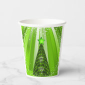 Gobelets En Papier Arbre de Noël vert moderne avec étoile (Recto)