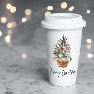 Gobelets En Papier Arbre de Noël Vintage   Joyeux Noël