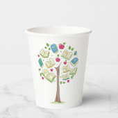 Gobelets En Papier Arbre éducatif de connaissances avec des livres (Recto)