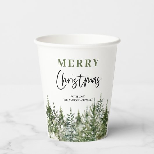 Gobelets En Papier Arbre vert de Noël | Joyeux Noël (Verso)