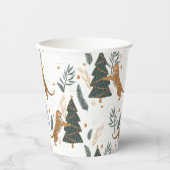 Gobelets En Papier Arbres de Noël et motif de tigres (Recto)