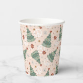 Gobelets En Papier Arbres de Noël et signes de paix Motif (Verso)