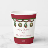 Gobelets En Papier Arbres de Noël Joyeuses fêtes Wreath Personnaliser (Recto)