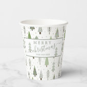 Gobelets En Papier Arbres de Noël modernes Script MERRY NOËL (Verso)