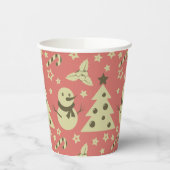 Gobelets En Papier Arbres de Noël rétro sucre de canne étoile aux bai (Gauche)