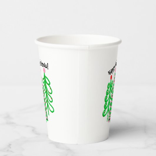 Gobelets En Papier Arbres de Noël rose vert (Droite)