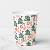 Gobelets En Papier Arbres de Noël verts Boho Rose Orange (Verso)