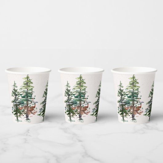 Gobelets En Papier Arbres forestiers d'hiver (Multi)