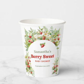 Gobelets En Papier Arc Boho doux Berry Aquarelle sauvage fraise