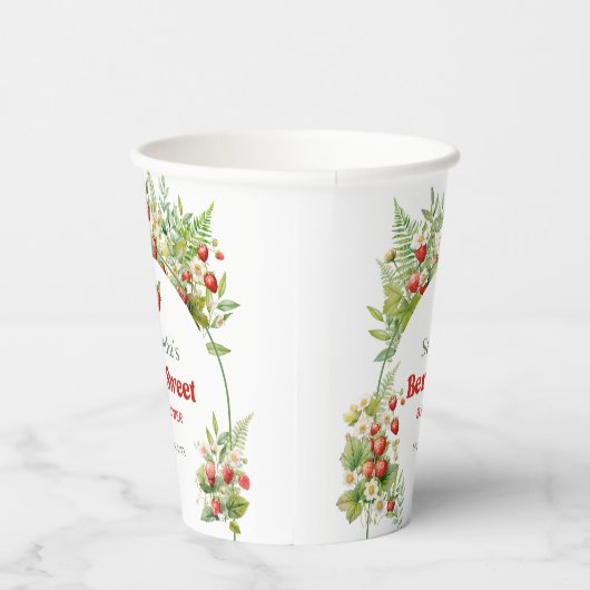 Gobelets En Papier Arc Boho doux Berry Aquarelle sauvage fraise (Droite)