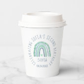 Gobelets En Papier Arc-en-ciel bleu et vert à la menthe (Verso)