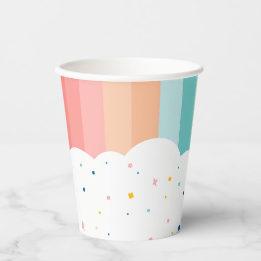 Gobelets En Papier Arc-en-ciel de fête d'anniversaire amusant (Recto)