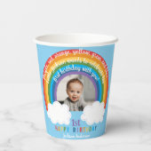 Gobelets En Papier Arche arc-en-ciel sur les nuages Premier anniversa (Verso)