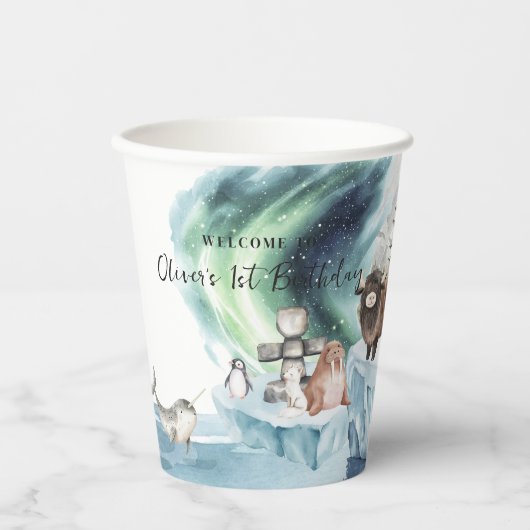 Gobelets En Papier Arctic Adventure fête d'anniversaire (Recto)