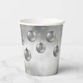 Gobelets En Papier Argent Gris Baubles De Noël Sur Grey Bokeh (Verso)