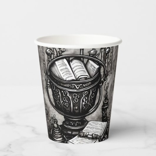 Gobelets En Papier Argent Steampunk Cauldron Spellbooks et Potions (Verso)