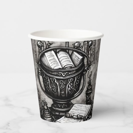 Gobelets En Papier Argent Steampunk Cauldron Spellbooks et Potions (Recto)