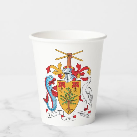 Gobelets En Papier Armoiries de la Barbade Emblème national (Recto)